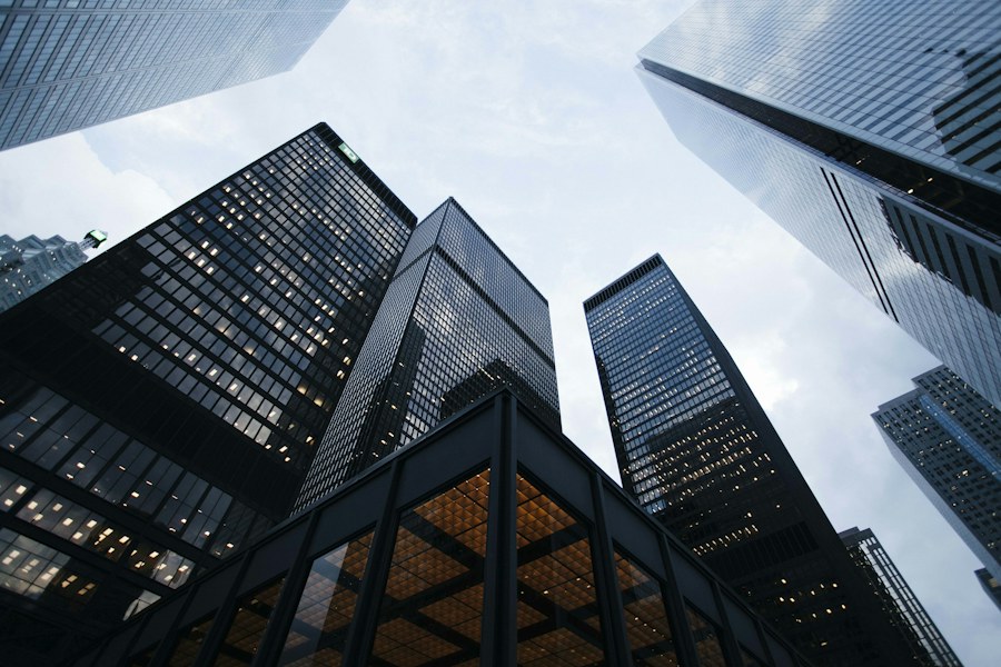 City buildings viewed from below